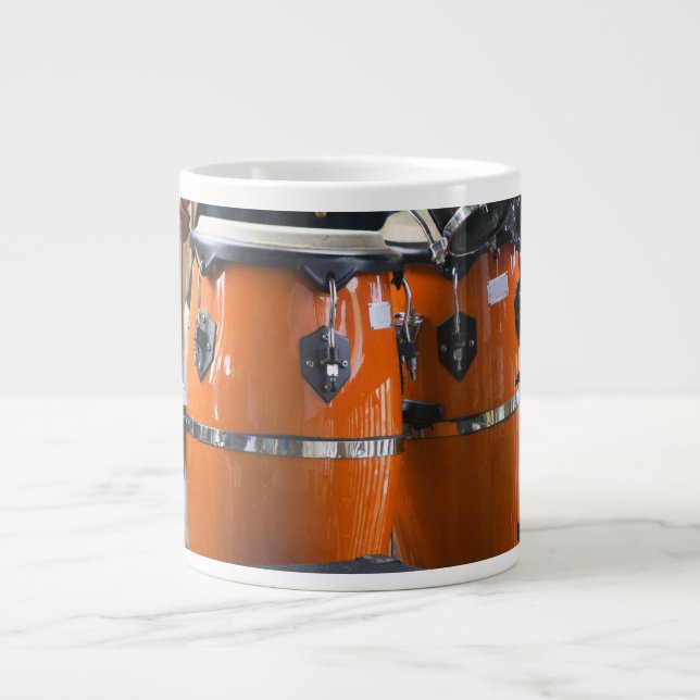 Bright orange conga drums photo large coffee mug (Front)