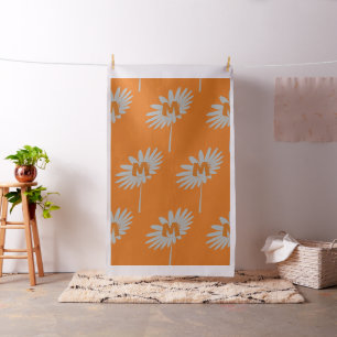 Bright Orange Custom Monogram Floral Fabric