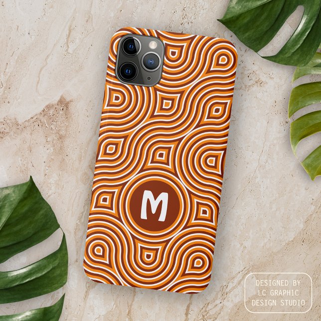 Bright Orange Dark Brown White Midcentury Pattern Case-Mate iPhone Case (Creator Uploaded)