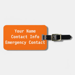 Bright Orange Easy to Spot Custom Luggage Tag