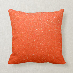 Bright Orange Faux Glitter Print Cushion