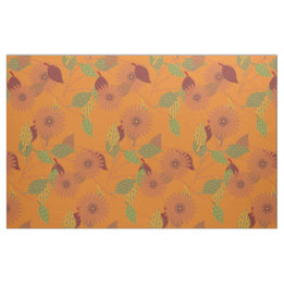 Bright Orange Floral Palette Fabric