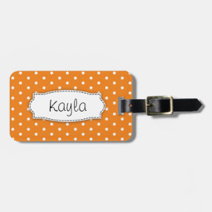 Bright orange flower polka dots named luggage tag