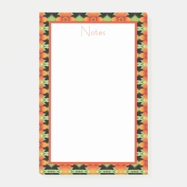 Bright Orange Flowered Desk Notes (Front)