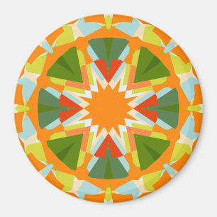 Bright Orange Fun Green Star Boho Kitsch Kitchen Magnet
