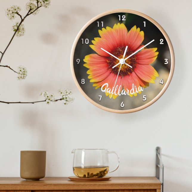 Bright Orange Gaillardia Sunflower acrylic Large Clock (Creator Uploaded)