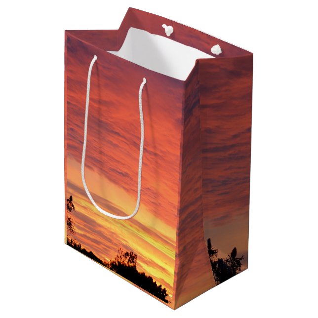 Bright Orange Glowing Cloudy Sunset, Medium Gift Bag (Front Angled)