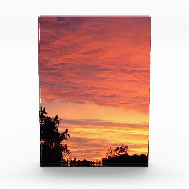 Bright Orange Glowing Cloudy Sunset, Photo Block (Front)