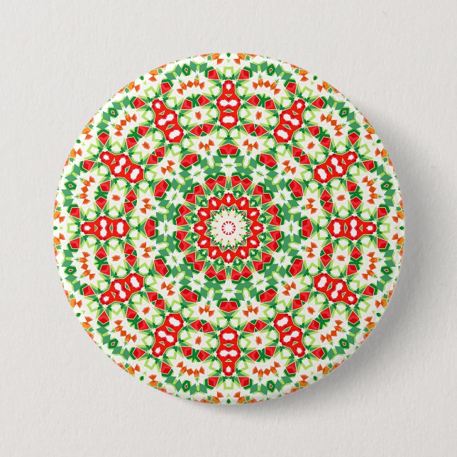 Bright Orange Green Fashionable Bandanna Shawl 7.5 Cm Round Badge (Front)