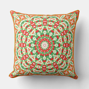 Bright Orange Green Fashionable Bandanna Shawl Cushion