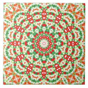 Bright Orange Green Fashionable Bandanna Shawl Tile
