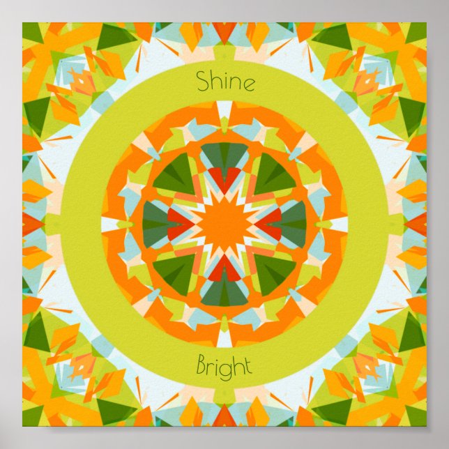 Bright Orange Green Shine Bright Star Baby Nursery Poster (Front)
