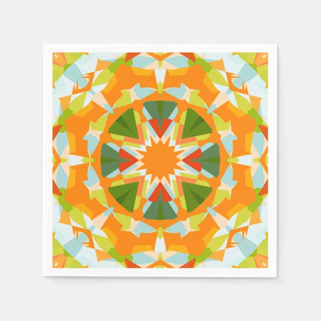 Bright Orange Green Star Baby Girl’s Boy’s Shower Napkin (Front)