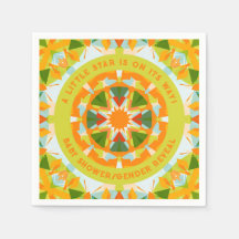 Bright Orange Green Star Baby Girl’s Boy’s Shower