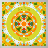 Bright Orange Green Stay Wild Star Child Nursery