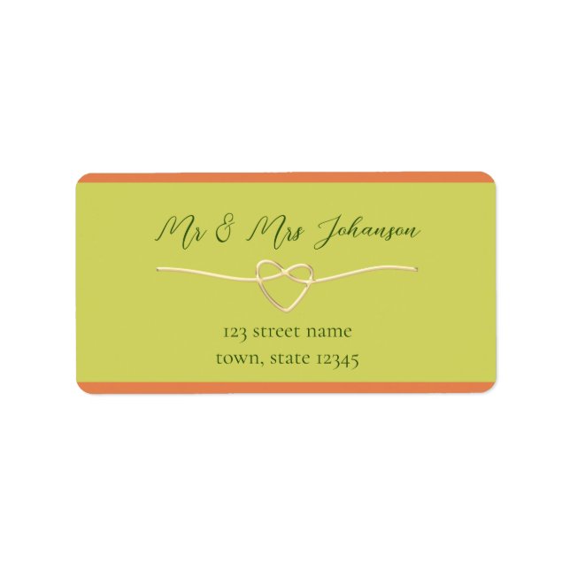 Bright Orange Green Wedding Return Address Label (Front)