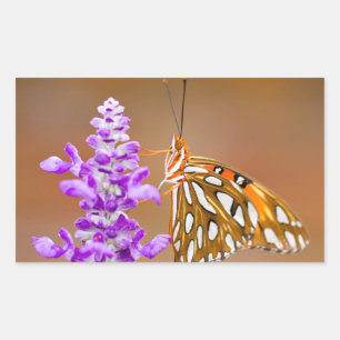Bright Orange Gulf Fritillary Butterfly Rectangular Sticker