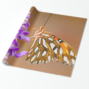 Bright Orange Gulf Fritillary Butterfly Wrapping Paper