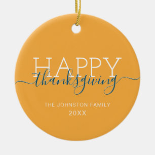 Bright orange Happy thanksgiving Ceramic Tree Decoration
