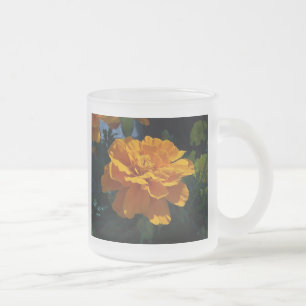 Bright Orange Marigold Frosted Glass Coffee Mug
