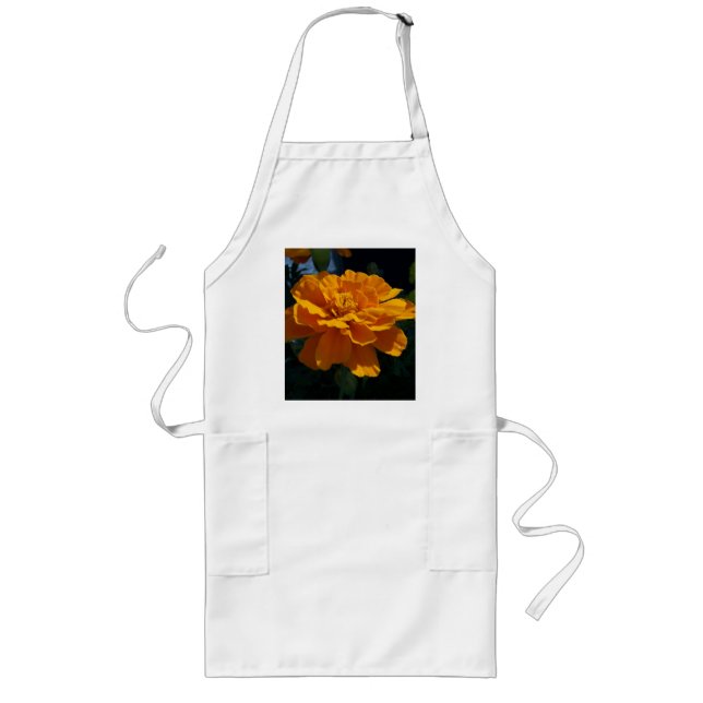 Bright Orange Marigold Long Apron (Front)