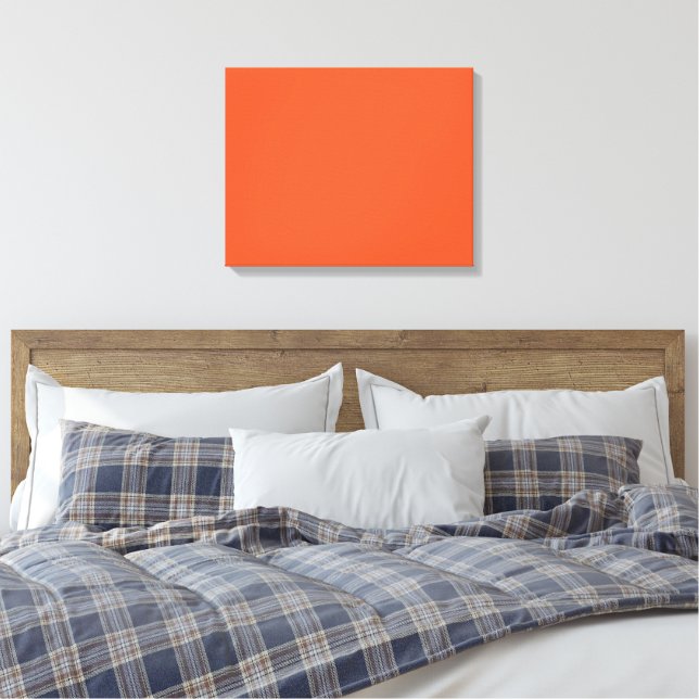 Bright Orange Minimalist Solid Background Canvas Print (Insitu(Bedroom))