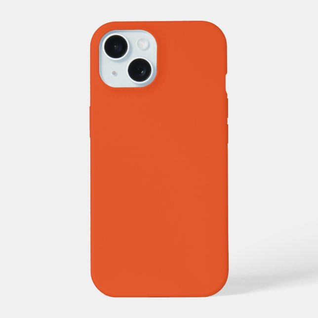 Bright Orange Minimalist Solid Background iPhone 15 Case (Back)