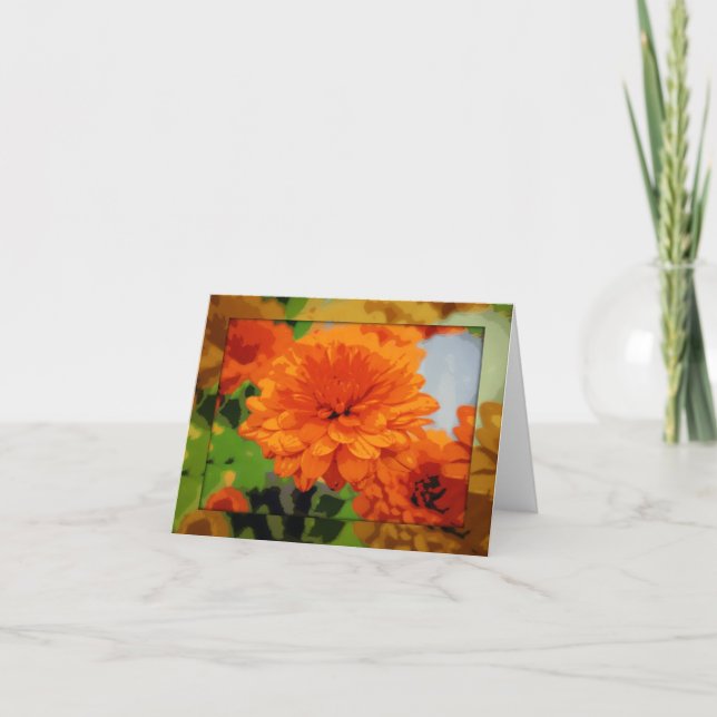 Bright Orange Mums Note Card (Front)