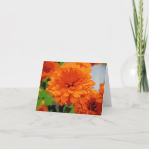 Bright Orange Mums Note Card