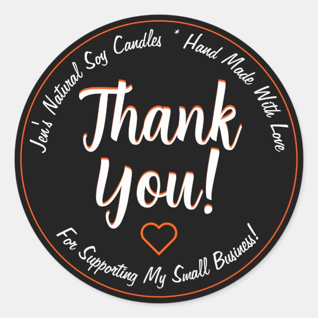 Bright Orange Neon Black Thank You Product Labels  (Front)