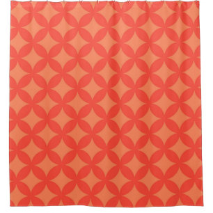 Bright Orange on Orange Geocircles Pattern Design Shower Curtain