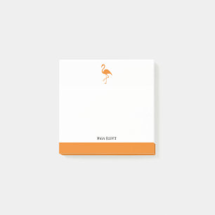 Bright Orange on White Flamingo & Border w/ Name Post-it Notes