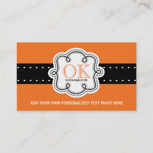 Bright Orange Personalised Initials Any Occupation Business Card