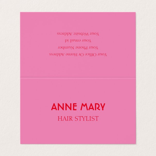 Bright Orange Pink Modern Bold Salon Hair Stylist Business Card (Outside Unfolded)