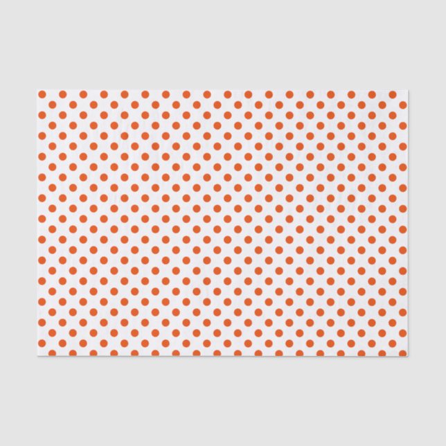 Bright Orange Polka Dot on White Tissue Paper (Front)