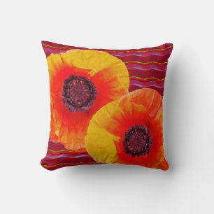 Bright Orange Poppies Cushion