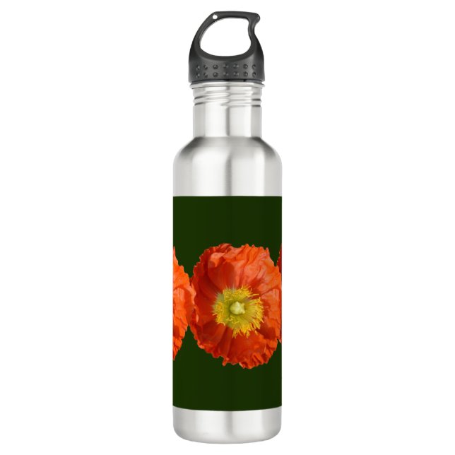 Bright Orange Poppy Flower 710 Ml Water Bottle (Front)