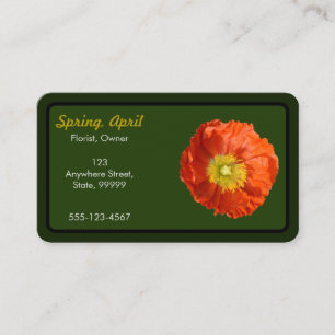 Bright Orange Poppy Flower Business Card