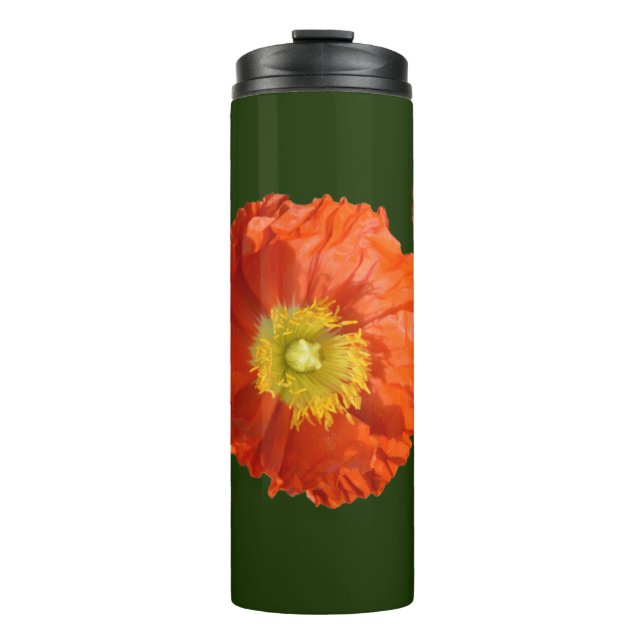 Bright Orange Poppy Flower Thermal Tumbler (Front)