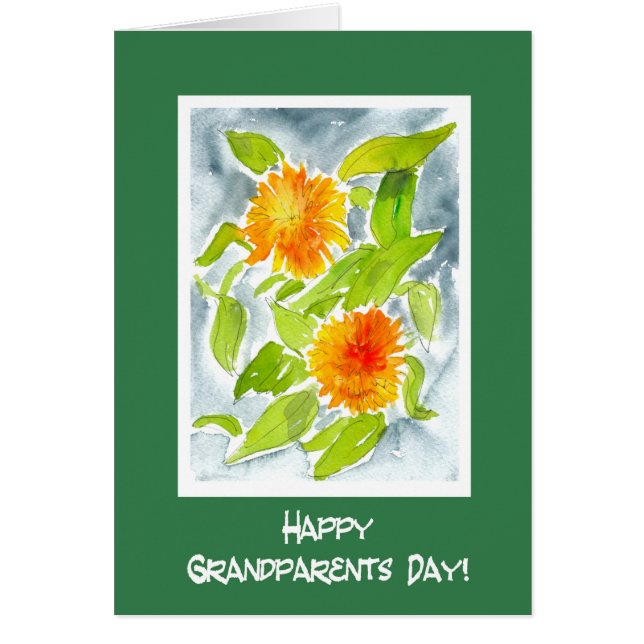 Bright Orange Pot Marigolds Grandparents Day (Front)