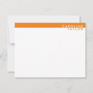 Bright Orange Preppy Custom Name Stationery Card