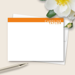 Bright Orange Preppy Custom Name Stationery Card