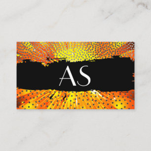 Bright Orange Reds   Dot Pattern   Monogram Business Card