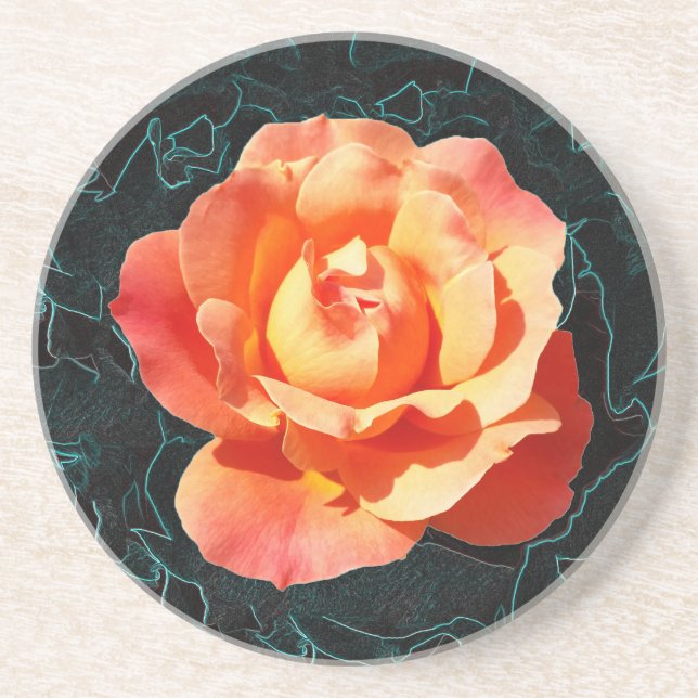 Bright orange rose coaster (Front)