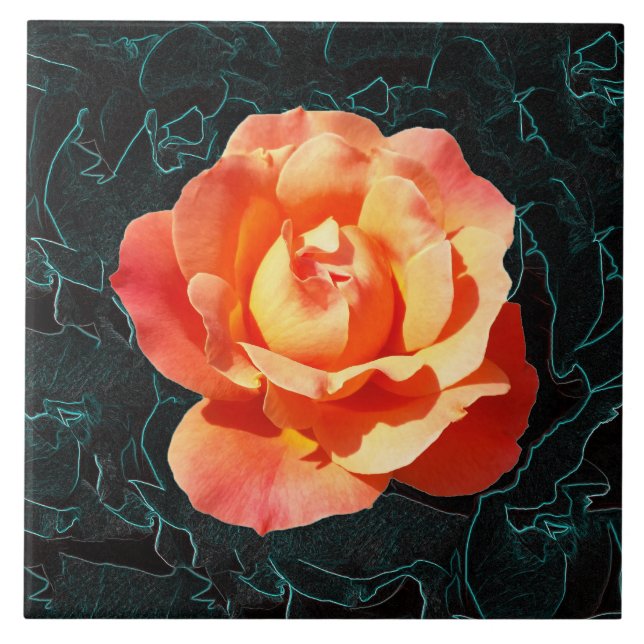 Bright orange rose tile (Front)