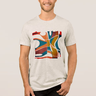 Bright Orange Rust Gold Teal Bold MCM Look Design Tri-Blend Shirt