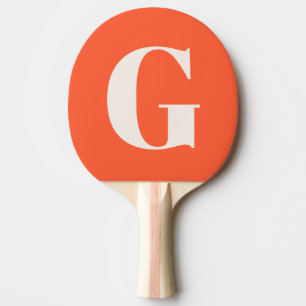 Bright Orange Simple Bold Monogram Personalised Ping Pong Paddle