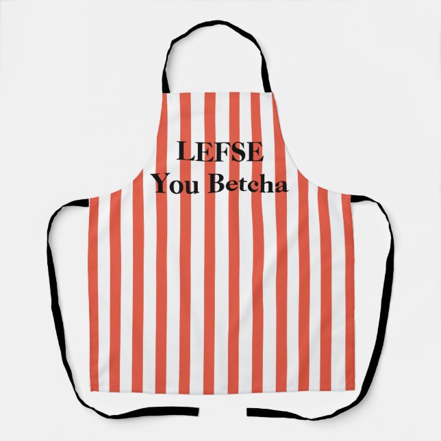 Bright Orange Striped Lefse All-Over Print Apron (Front)