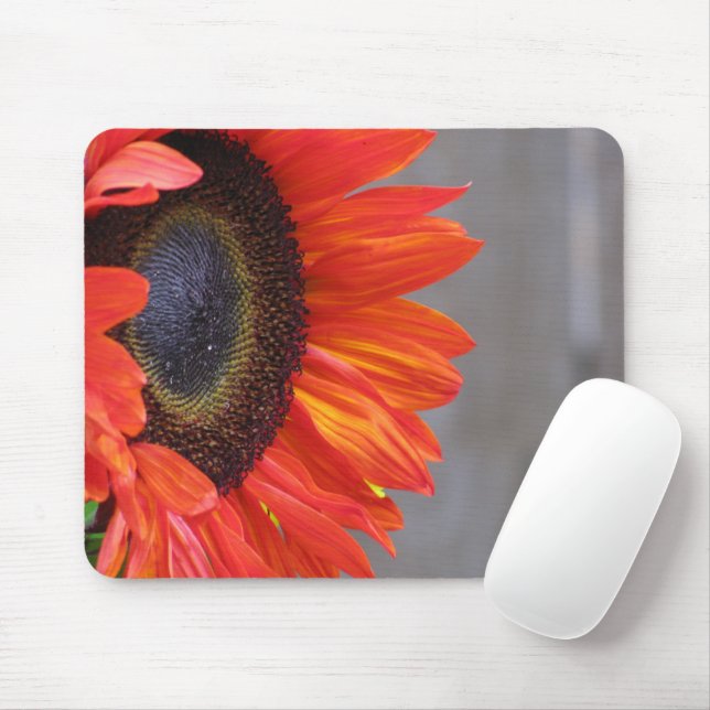Bright Orange Sunflower Mousepad (With Mouse)