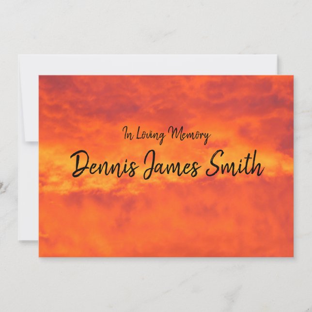 Bright Orange Sunset Celebration of Life Invitation (Front)